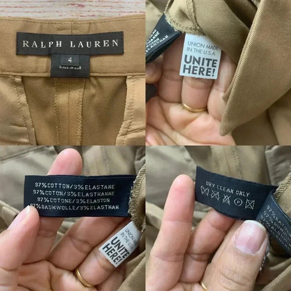 Ralph Lauren Black Label Size 4 Vintage Dress Pants Camel Khaki Cotton Blend - Picture 11 of 12